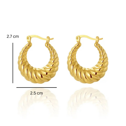 Miranda | 18K Gold Plated Croissant Twisted Hoop Waterproof Earrings