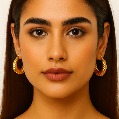 Miranda | 18K Gold Plated Croissant Twisted Hoop Waterproof Earrings