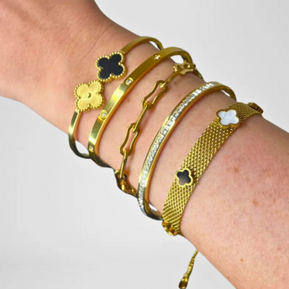 Antalya | Multi Clover Mesh Bracelet 18K Gold Plated Waterproof