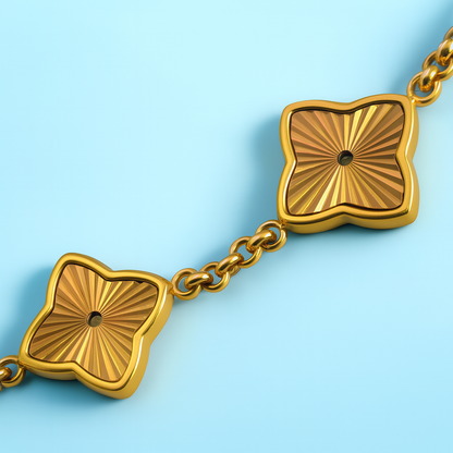 Clover Bracelet - 18K Gold Plated Waterproof Textured Clover Jewellery