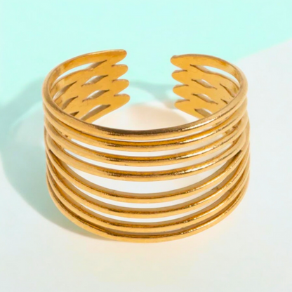 Odetta | Gold-Plated Multi-Layer Cuff Resizable Ring