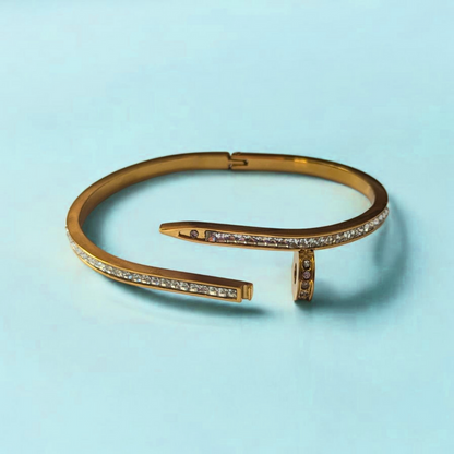 Nicolette | Gold Plated Nail Bracelet Bangle
