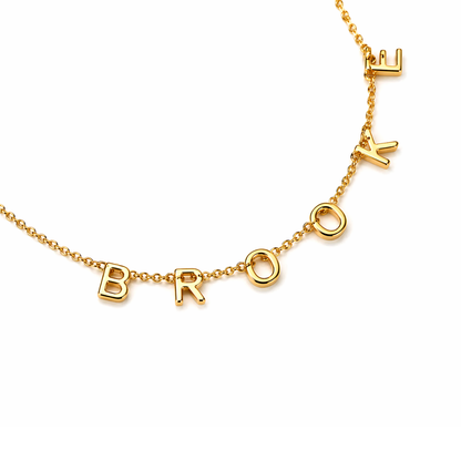 Casandra | Gold Plated Personalised Suspended Name Necklace