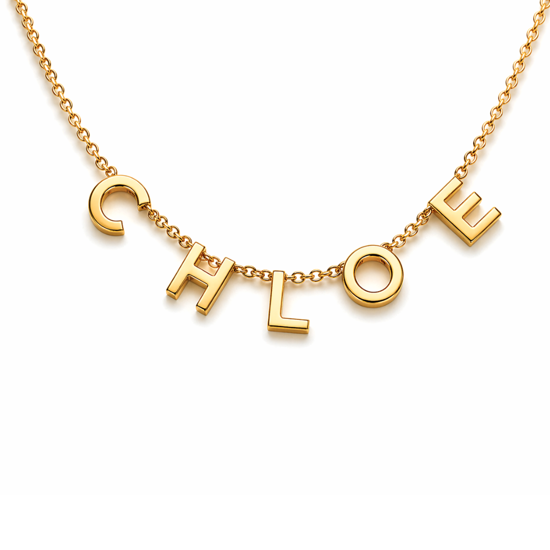 Casandra | Gold Plated Personalised Suspended Name Necklace