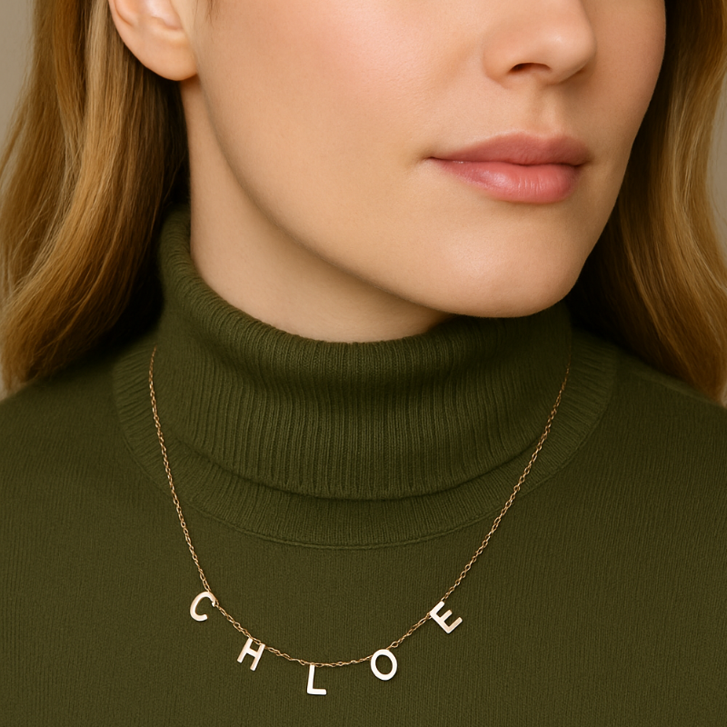 Casandra | Personalised Suspended Name Necklace, Custom Name Necklace - 18K Gold Plated Waterproof Necklace