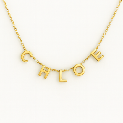 Casandra | Personalised Suspended Name Necklace, Custom Name Necklace - 18K Gold Plated Waterproof Necklace