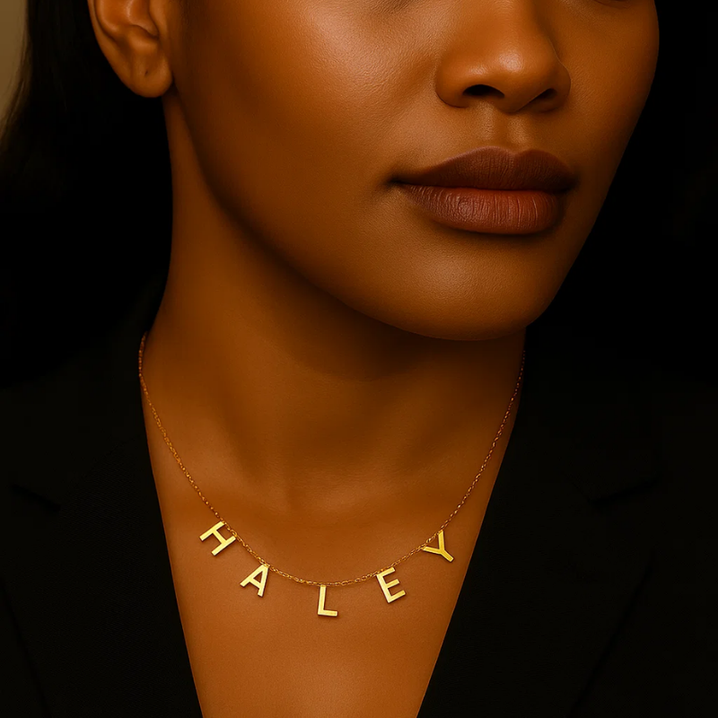Casandra | Personalised Suspended Name Necklace, Custom Name Necklace - 18K Gold Plated Waterproof Necklace