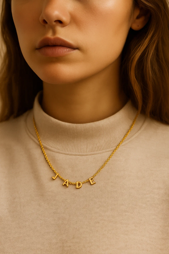 Veronika | Suspended Personalised Necklace, Custom Name Necklace - 18K Gold Plated Waterproof Necklace