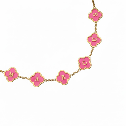 Kasparina Clover Bracelet - Personalised Pink Clover Name Bracelet