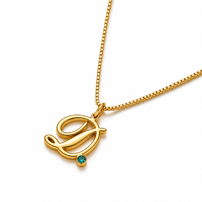 Armani | Gold Plated Monogram Birthstone Necklace