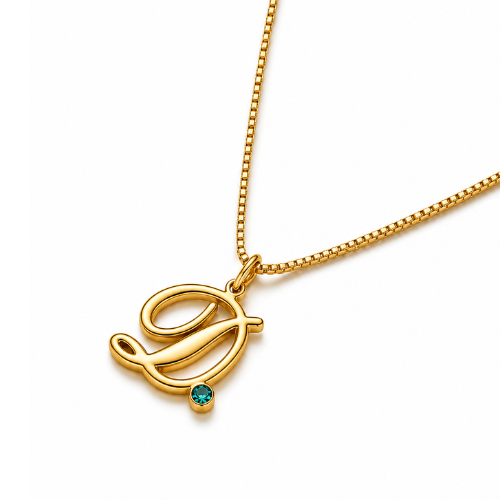 Armani | Gold Plated Monogram Birthstone Necklace