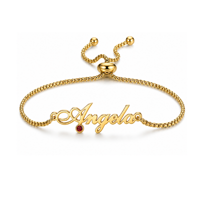 Dani | Gold Plated Monogram Personalised Birthstone Bracelet
