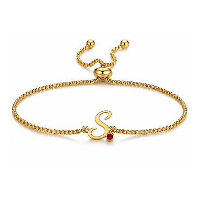 Dani | Gold Plated Monogram Personalised Birthstone Bracelet