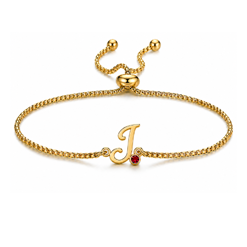 Dani | Gold Plated Monogram Personalised Birthstone Bracelet