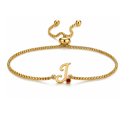 Dani | Gold Plated Monogram Personalised Birthstone Bracelet