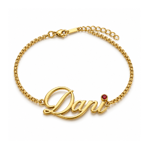 Dani | Gold-Plated Monogram Personalised Birthstone Bracelet