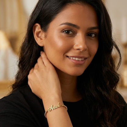Dani | Gold Plated Monogram Personalised Birthstone Bracelet