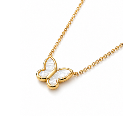 Zivah | Gold Plated Pearl Butterfly Pendant Necklace