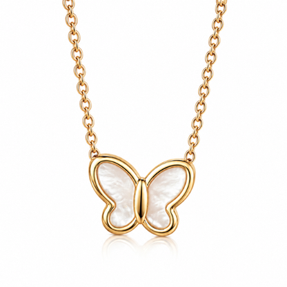 Zivah | Gold Plated Pearl Butterfly Pendant Necklace