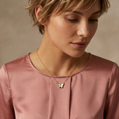 Zivah | Gold Plated Pearl Butterfly Pendant Necklace