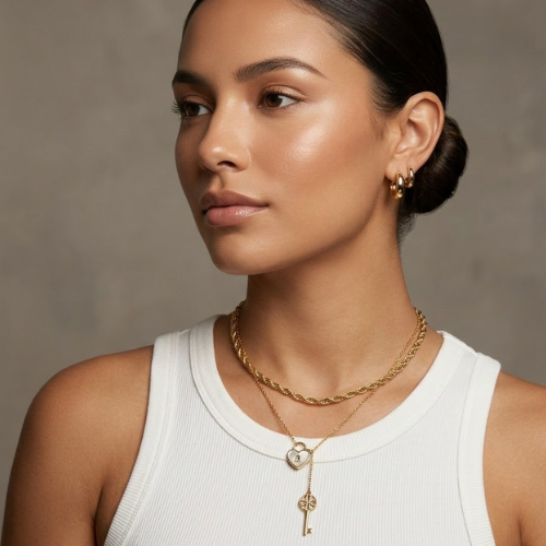 Daria | Gold Plated Heart Lock and Key Necklace