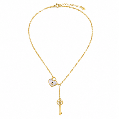 Daria | Gold Plated Heart Lock and Key Necklace