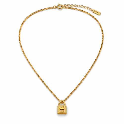 June | Gold Plated Lock Pendant Necklace