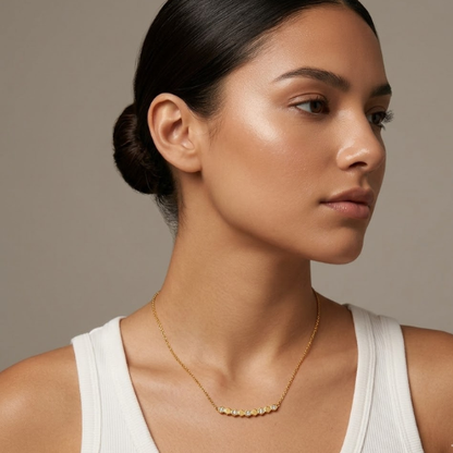 Beth | Gold Plated Honeycomb Styled Bar Pendant Necklace