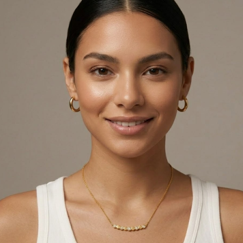 Beth | Gold Plated Honeycomb Styled Bar Pendant Necklace