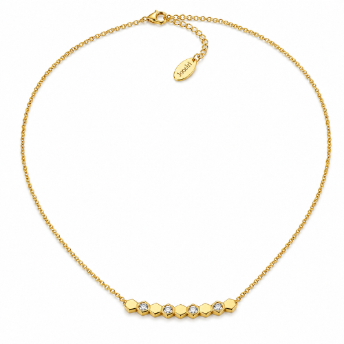 Beth | Gold Plated Honeycomb Styled Bar Pendant Necklace