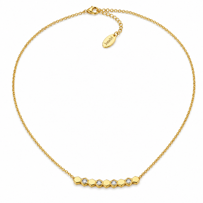 Beth | Gold Plated Honeycomb Styled Bar Pendant Necklace