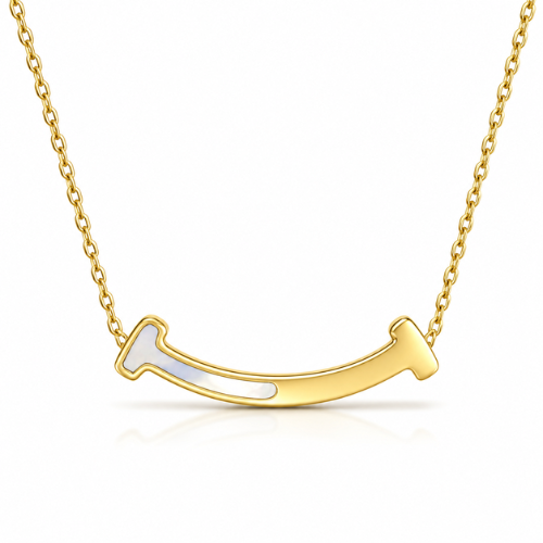 Monica | Gold Plated T-Smile Pendant Necklace