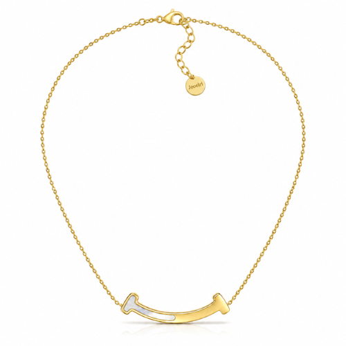 Monica | Gold Plated T-Smile Pendant Necklace