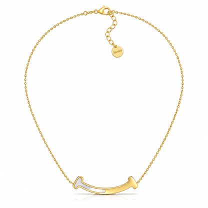 Monica | Gold Plated T-Smile Pendant Necklace