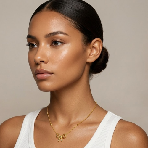 Quinn | Gold Plated Bow Shaped Pendant Necklace