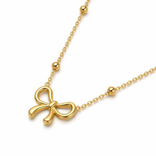 Quinn | Gold Plated Bow Shaped Pendant Necklace
