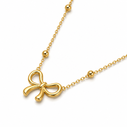 Quinn | Gold Plated Bow Shaped Pendant Necklace