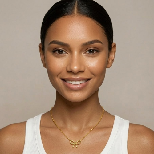 Quinn | Gold Plated Bow Shaped Pendant Necklace