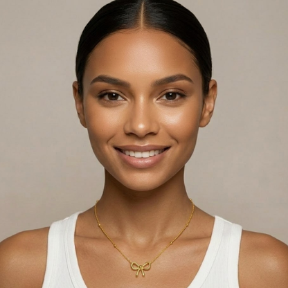 Quinn | Gold Plated Bow Shaped Pendant Necklace