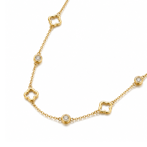 Margaux | Gold Plated Four-Leaf Hollow Clover Necklace