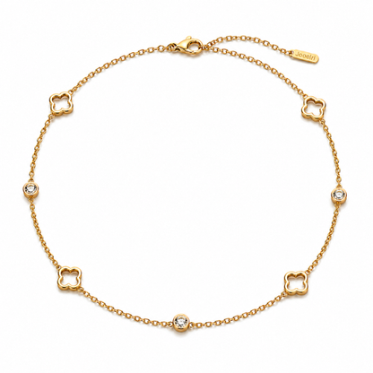 Margaux | Gold Plated Four-Leaf Hollow Clover Necklace