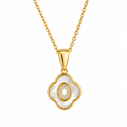 Nina | Gold Plated Shell Filled Four-Leaf Clover Necklace