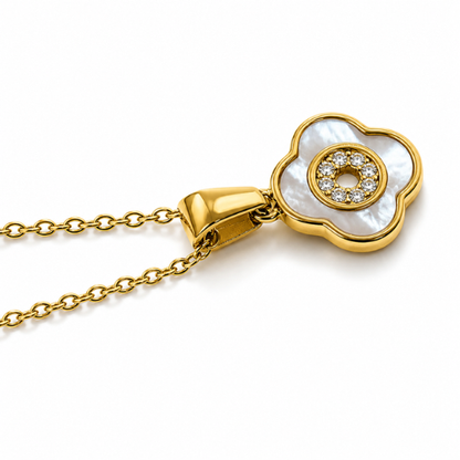 Nina | Gold Plated Shell Filled Four-Leaf Clover Necklace