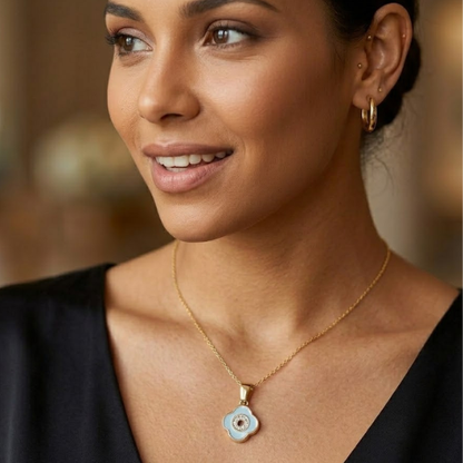 Nina | Gold Plated Shell Filled Four-Leaf Clover Necklace