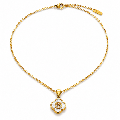 Nina | Gold Plated Shell Filled Four-Leaf Clover Necklace