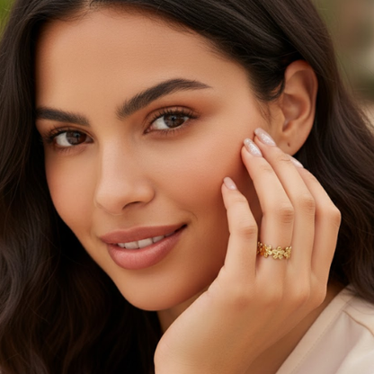Esme | Gold Plated Flower Motif Floral Resizable Ring