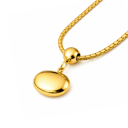 Nancy | Gold Plated Solid Oval Pendant Necklace