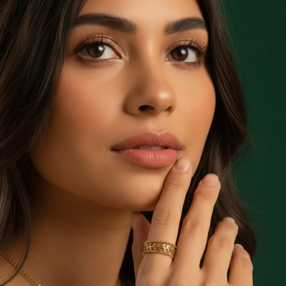 Augustine | Gold Plated Hollow Leaf Resizable Ring