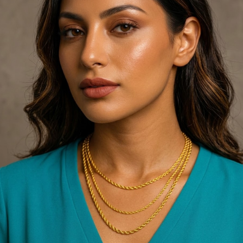 Nessa | Gold Plated Essential Twisted Rope Chain Necklace