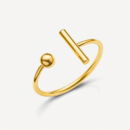 Melissa | Gold & Silver-Plated T-Bar and Ball Resizable Ring